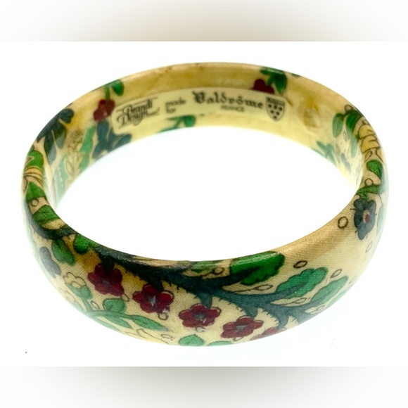 Vintage Signed Brandt Design Valdrome France Lucite Floral Bangle Bracelet - Picture 2 of 8